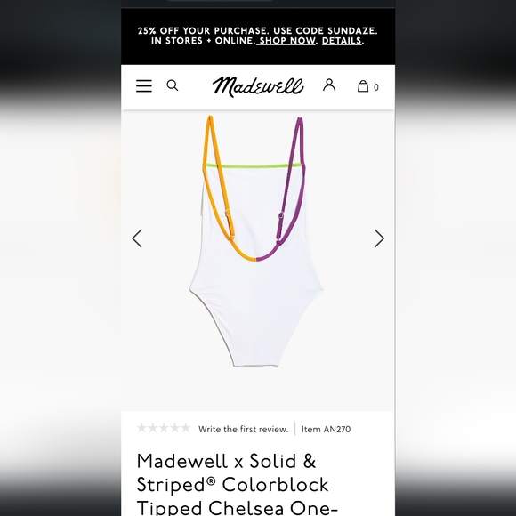 Madewell x Solid & Striped® Colorblock Tipped Chelsea One-Piece Swimsuit - Picture 2 of 4